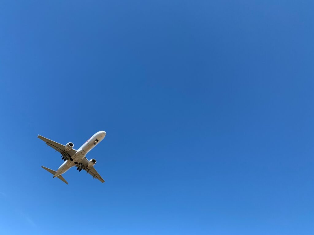 Plane landing at Manises airport, Valencia, Spain, Europe