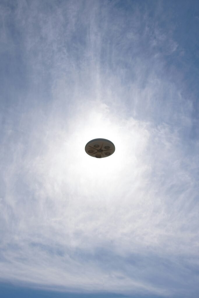 Flying Ufo in the blue sky